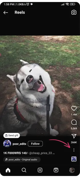 click on the 3 dots and get the url