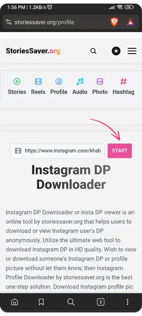 paste your profile IG url