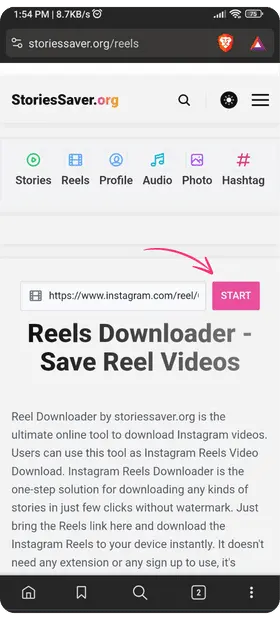 after the process click on download reels