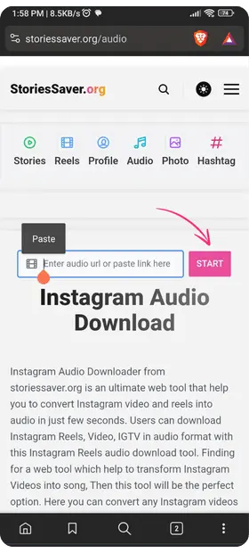 copy the url from the reels